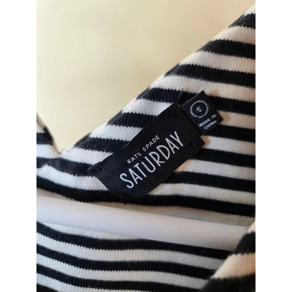 Women's Kate Spade Saturday Black White Striped Mini Dress S - Picture 4 of 9